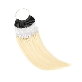 30 Strands/Set 100% Human Hair Swatches Testing Color Rings for Human Hair Extensions and Salon Hairdressing Hair Dyeing Sample （Color 60 Lightest Blonde)