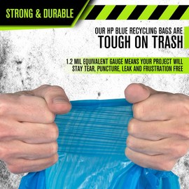 Aluf Plastics 40-45 Gallon 1.2 (Equivalent) MIL Blue Trash Garbage Recycling Bags - 33" x 46" - Pack of 100 - For Industrial, Home, Contractor