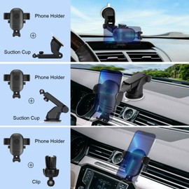 Roiquly 3-in-1 Cell Phone Holders for Cars,2024 Upgrade Universal car Phone Holder, Universal Car Phone Holder for Dashboard Air Vent Windshield.Compatible with All iPhones and Other Cell Phone