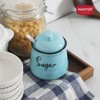 HAOTOP Farmhouse Porcelain Sugar Bowl with Lid and Spoon 12oz,Easy