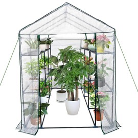 Greenhouse for Outdoors,Walk in 3-Tier 9 Shelves Green House w/ Roll-Up Zippered Door Anchors and Ropes,Waterproof & UV Protected Plant Garden Hot House for Garden Patio Backyard,57 x 85 x 76''