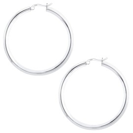 Savlano 925 Sterling silver 4MM Round Hoop Earrings for Women & Men Comes in 20MM-60MM with a Gift Box
