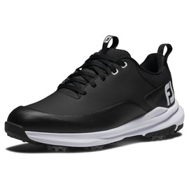 FootJoy Tour Rival Womens Cleated Laced Golf Shoe, Black/Black/White, 8.5