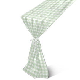 Takiito Green Gingham Checkered Gauze Table Runner 108 inches Long, Chic Rustic for Wedding Bridal Shower Holiday Party