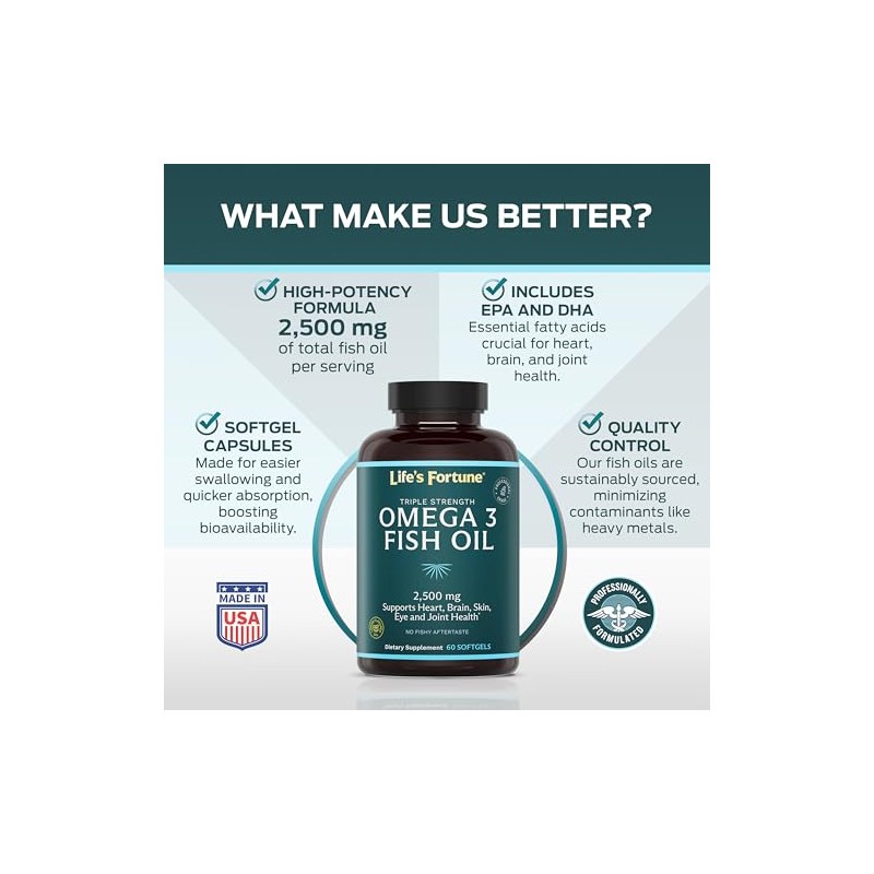 Lifes Fortune Suplemento de concentrado de Omega 3 de aceite