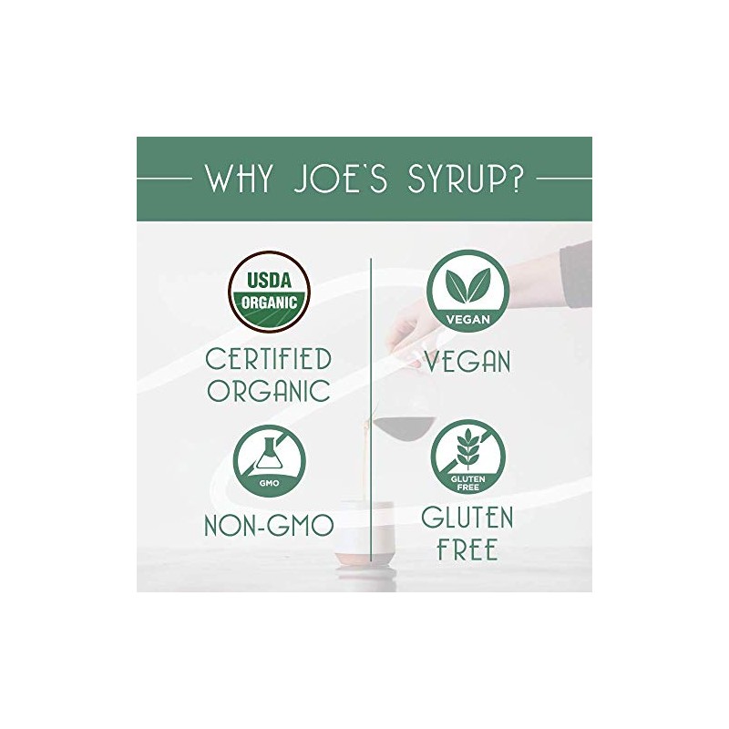 Joe’s Syrup Organic Flavored Syrup, Premium Syrup Pump, (3 Pack)
