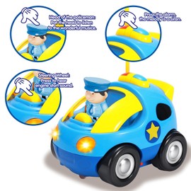 SOKA My First Remote Controlled Racing Car for Toddlers with Sound and Light Toy Car RC Birthday Gift Present Police Racer for Kids Children Boys Girls - Light Blue