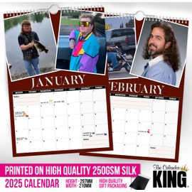 The Calendar King - World’s Greatest Mullets - 2025 Wall Calendar - Funny/Quirky/Christmas/Birthday/Gift Idea/Present/Novelty/Humour/Secret Santa/Year Planner (Full Colour, A4 Size)