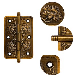 Cimown Decorative Hinge - Antique Bronze Mini Hinges - Vintage Hinges - Antique Brass Double Doors Hinges,for Decorating cabinets, Wine cabinets, Wooden Doors, bookcases