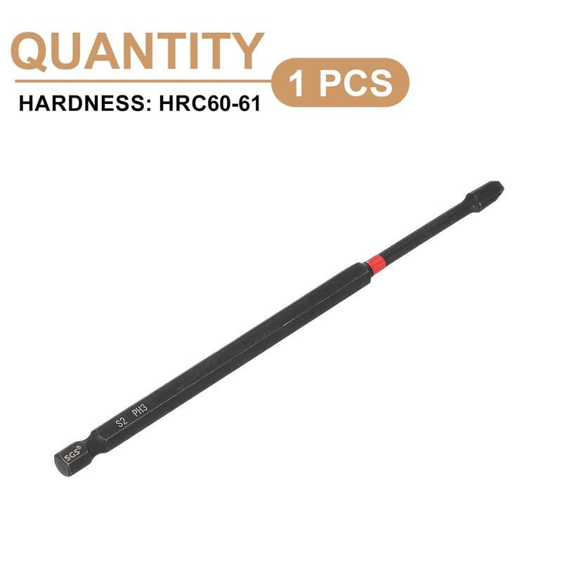 HARFINGTON #3 Phillips Impact Screwdriver Bit PH3 1/4" Hex Shank