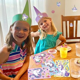 Buziba 24 Sheets Unicorn Stickers Make Your Own Face Stickers Cute Rainbow Unicorn Stickers for Party Favors Birthday Activities
