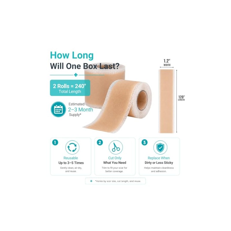 Rollo de cinta adhesiva de silicona fina para cicatrices faciales