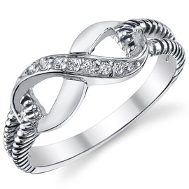 Sterling Silver 925 Infinity Ring with Cubic Zirconia Size 9