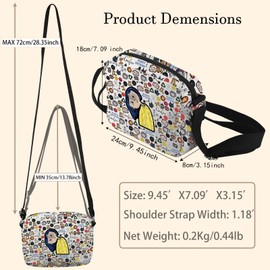 JTOUK Horror Cartoon Movie Gift Fantasy Cartoon Movie Gift Horror Movie Lover Gift Travel Zipper Crossbody Bag (Cora HKB EU)