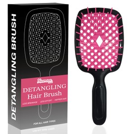 Maxmana Secret Detangler Hair brush,Detangling Brush, Massage Curl Comb for for Women, Men,Girls and Kids for Natural Curly Wet Dry Thick Straight Long Hair (Black Red)