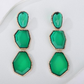 Women Boho Dangle Earrings Statement Green