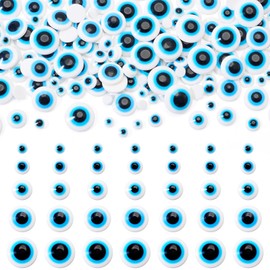 Pandahall 150Pcs Plastic Eyes for Crochet Animals Crochet, 5 Sizes Flat Round Eye Resin Cabochon Stuffed Animal Eyes Blue Realistic Eyes for Puppet Bear Crochet Craft