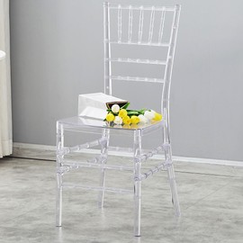 BOOSDEN Clear Chiavari Chairs 2 Pack, Transparent Acrylic Plastic Chair, Accent Armless Dining Chairs, Sturdy Chiavari Chair for Kitchen, Party, Event, Wedding, Banquet, Rental Business