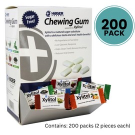 Miradent Xylitol Chewing Gum with Dispenser Box 200-Pack (2-CT Each), Assorted