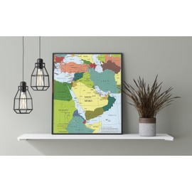Middle East CIA Map - Iraq Iran Israel Political 2003 Wall Poster - Palestine, Gaza Strip, West Bank, Lebanon, Iran, Iraq - War in Israel and Gaza Home Schooling Classroom Unframed (11"x13")