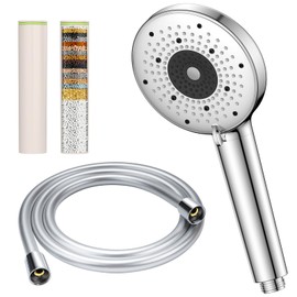 YEAUPE PRO Soffione Doccia con Tubo 1,6 m, Soffione Doccia con Filtro a 25 Fasi, Alta Pressione Ø 115mm con 6 Getti Regolabili,Doccia Anticalcare con 2 Filtri di Ricambio, Cromato