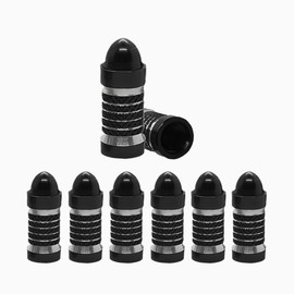 Mandark 8PCS Car Tire Valve Stem Cap, Aluminum Alloy Vehicle Tire Air Cap Covers, Leakproof Automotive Exterior Pressure Stem Protectors Accessories, Universal for Trucks Motorcycles Bikes (Black)
