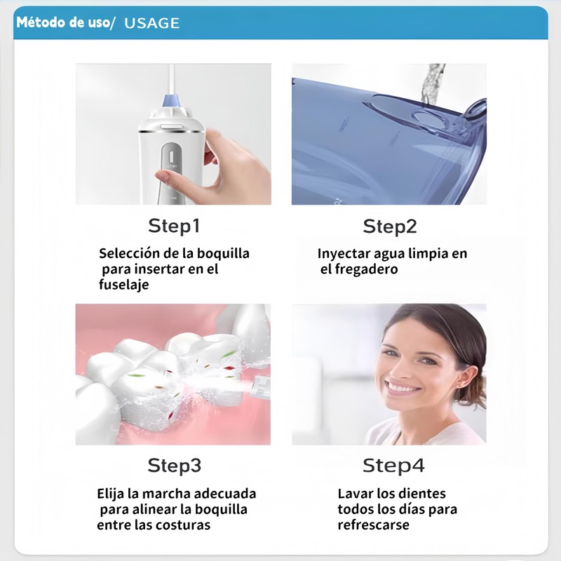 Hilo Dental Inalámbrico Portátil 350ml con 5 Modos y 6