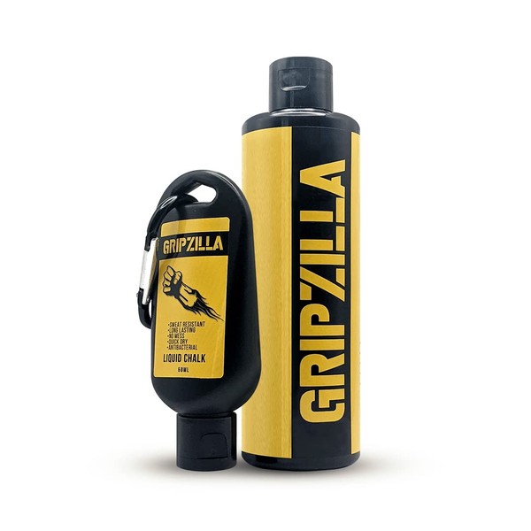 Gripzilla Liquid Chalk Combo Kit Powder (250+50 ML) for Weight Lifting, Gym, Rock Climbing, Pole Grip, Gymnastics, Sports, and Workout Chalk-