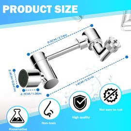 Raisand Rotating Tap Attachment Swivel 1440° Tap Extension Kitchen Tap Extension Rotating Tap Attachment Swivel Attachment Two Water Drain Modes