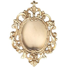 Wall Reliquary, Handmade - Golden Plated Brass RELIQUARY Height 4.33 Inch - Ornate Religious Decor for Home Altar - Perfect Sacred Art for Holy Relics Display