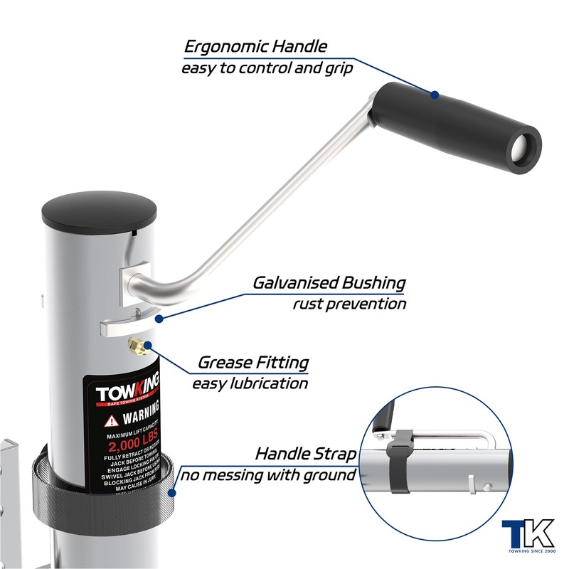TOWKING 2000 lbs Upgraded Boat Trailer Jack, 10" Lift, Bolt