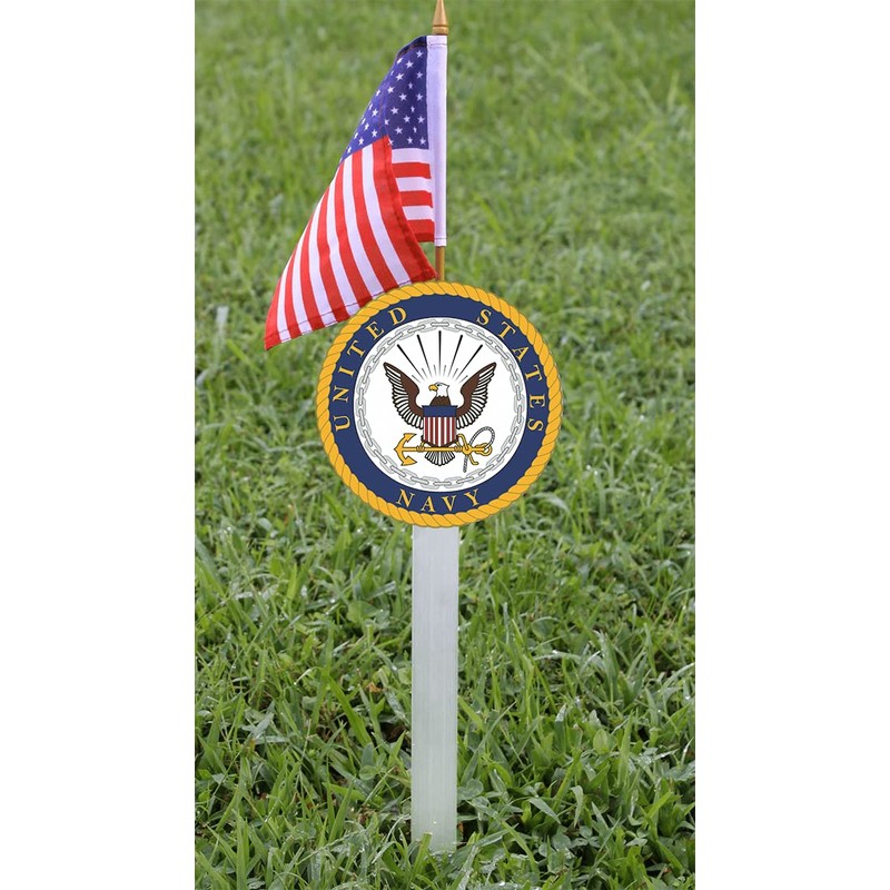 U.S. Navy Flag Holder Grave Marker with 8x12" American Flag