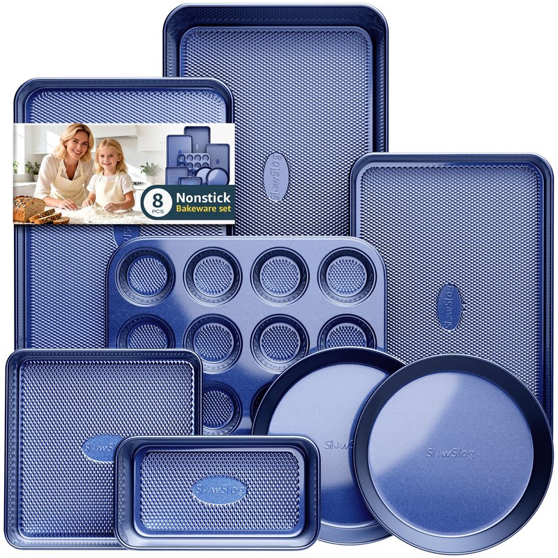 Slow Slog Baking Pans Set 8-Piece Bakeware Sets, Baking Sets