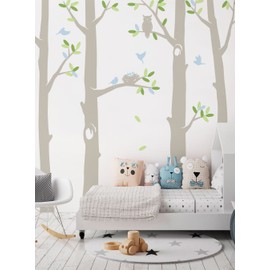 Simple Shapes Scheme A, 108" H - Nature Tree Scene with Baby Birds and Nest Wall Decal