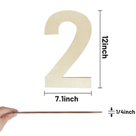 Wooden Numbers 12 Inch, Large Wooden Number 2 Shapes Cutouts Big Blank Unfinished Wood Numbers for DIY Craft Wall Decor Painting Birthday Wedding Party Decoration Kitchen Room Home Decorations