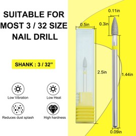 Vnjaoi Nail Drill Bit Russian Manicure Drill Bits Natural Nail Buffer Bit for Cuticle Removal Nail Art Design Manicure Pedicure Professional Home & Salon Use (Extra Fine)