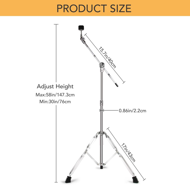 Boom Cymbal Stand, Adjustable Cymbal Stand for Drum Hardware Percussion