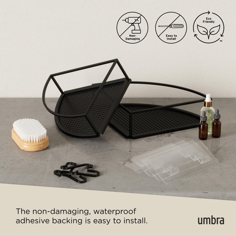 Umbra Cubiko Shower Corner Shelf, Metal Floating Shelves with Adhesive