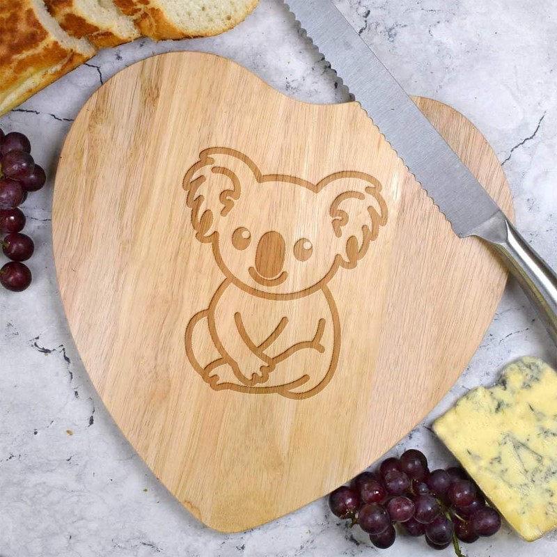 'Cute Koala Sitting' Wooden Heart Shaped Chopping/Cutting Board (WB00080997)