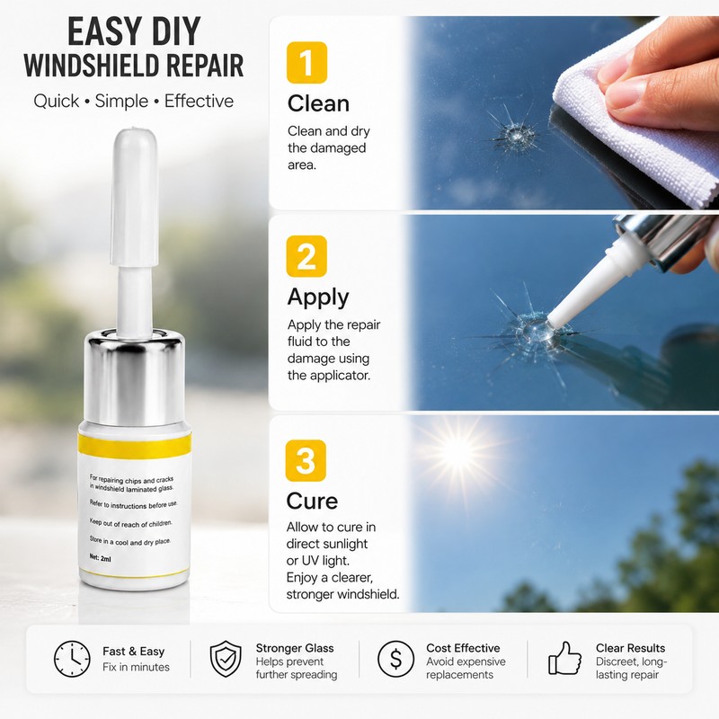 Windshield Repair Resin for Small Chips & Cracks – Quick