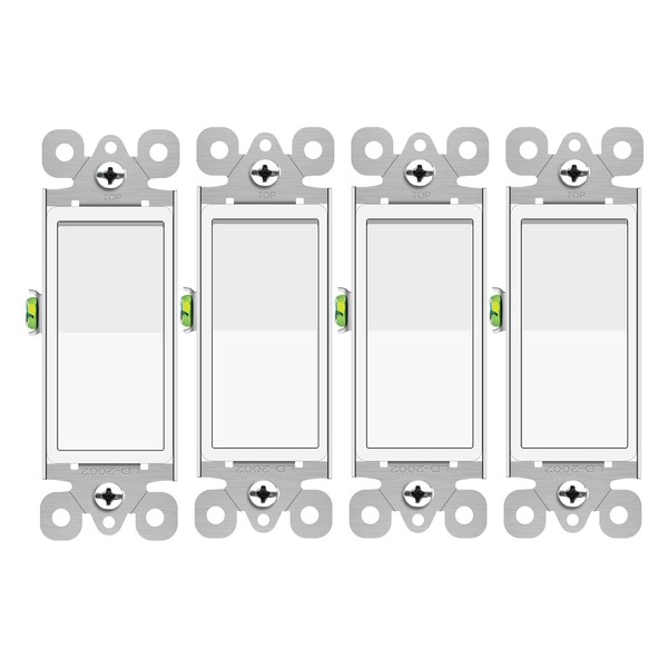 Greencycle Light Switch Rocker,4Pack 15 Amp Single Pole Light Switch
