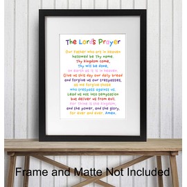 Lords Prayer Wall Art - Religious Bible Study Scripture Decor for Church, Sunday School Classroom, Baby, Girls Room, Toddler, Boys Bedroom, Nursery - Blessed Christian Gift for Daughter, Son, Kids