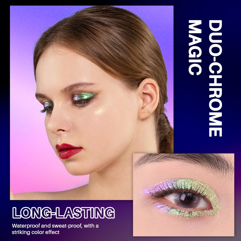 CHARMACY Liquid Duochrome Eyeshadow, Metallic Eye Looks, Long Lasting Glitter