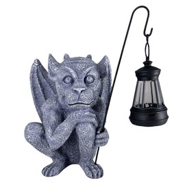 memeyou Gargoyle Statues Outdoor with Solar Lantern Gothic Garden Lamp Decor Outside Dragon Winged Gargoyle for Porch Patio Lawn Yard Ornament Trolls Figurine Gifts for Women Mom Grandma