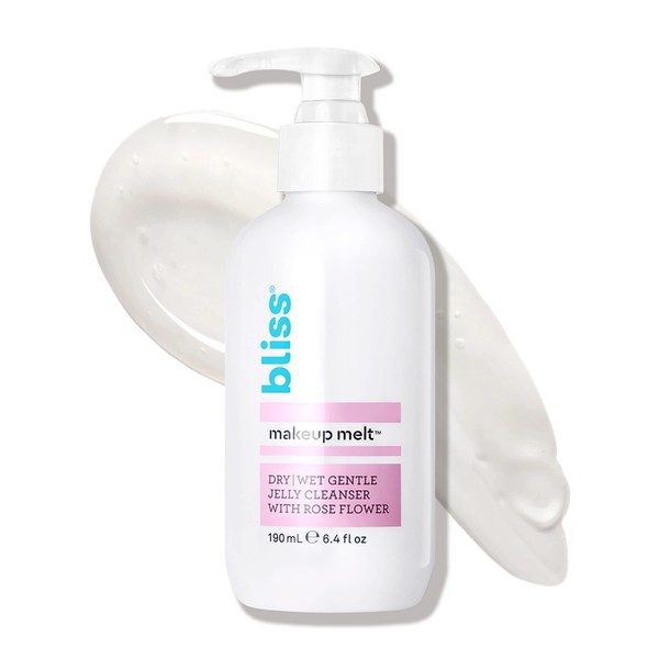 Bliss Makeup Melt Jelly Cleanser - 6.4 Fl Oz - Super-Gentle - Makeup Remover - Soothing Rose Flower - Vegan & Cruelty Free