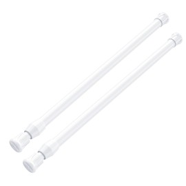 MEXAU White Tension Curtain Rod 16-28 inch Spring Tension Rod Curtain Rod Adjustable Spring Rod Extendable Tension Rod for Kitchen, Bathroom, Window, Closet.