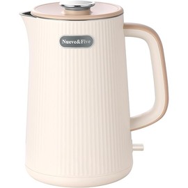 Nueve&Five 1.7L Electric Kettle,Double Wall Electric Tea Kettle,Auto Shut Off,1200W Hot Water Kettle Electric of 304 Stainless Steel-Cream White