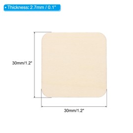 PATIKIL 30mm Wood Pieces, 80Pcs Unfinished Square Wood Shapes Blank Wooden Cutouts Natural Ornaments for DIY Project Photo Coaster Wall Tiles