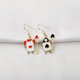 FUSTMW Playing Cards Earrings Dangle Gifts for Playing Cards Lovers Earring Playing Cards Jewelry Hearts and Spades Earring, Small, Metal, No Gemstone