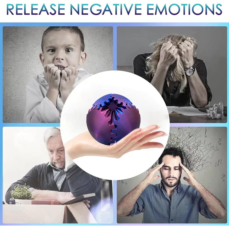 Ackygetrich 3D Printed Fidget Relief Ball, Gear Sphere Stress Toy